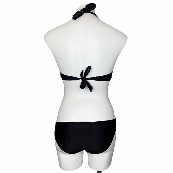 Polka Dot Colorblock Halter Wrap Monokini Swimsuit - Picture 6 of 8